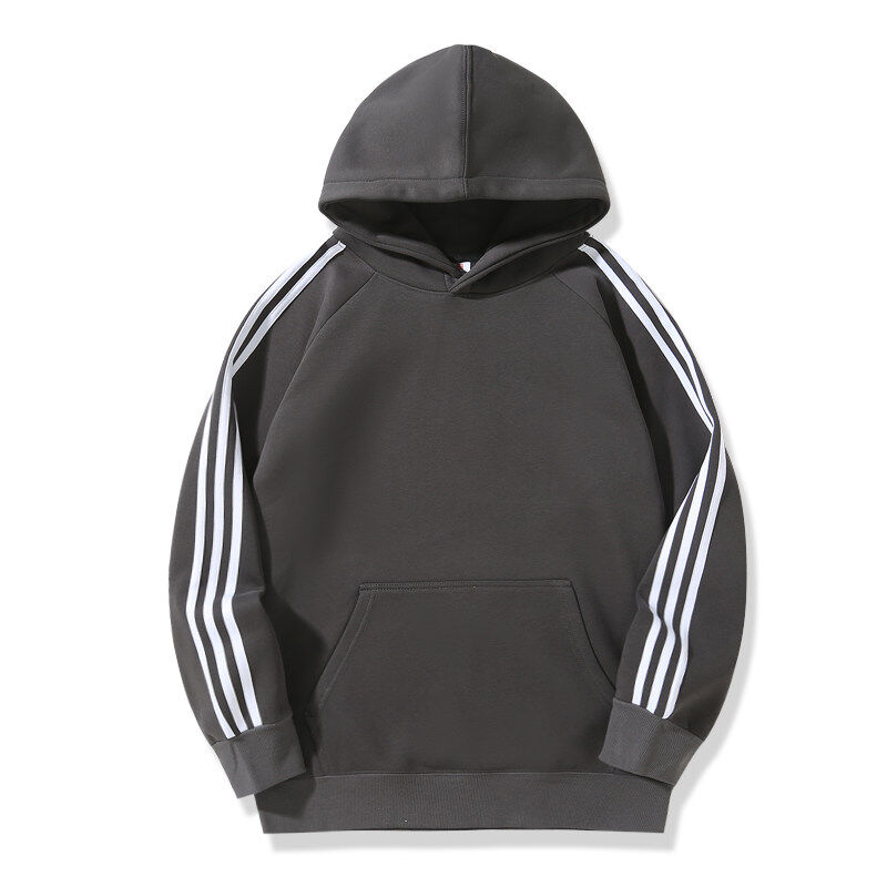 New 420g three-stripe hooded casual sweatshirt Hong Kong style for men and women