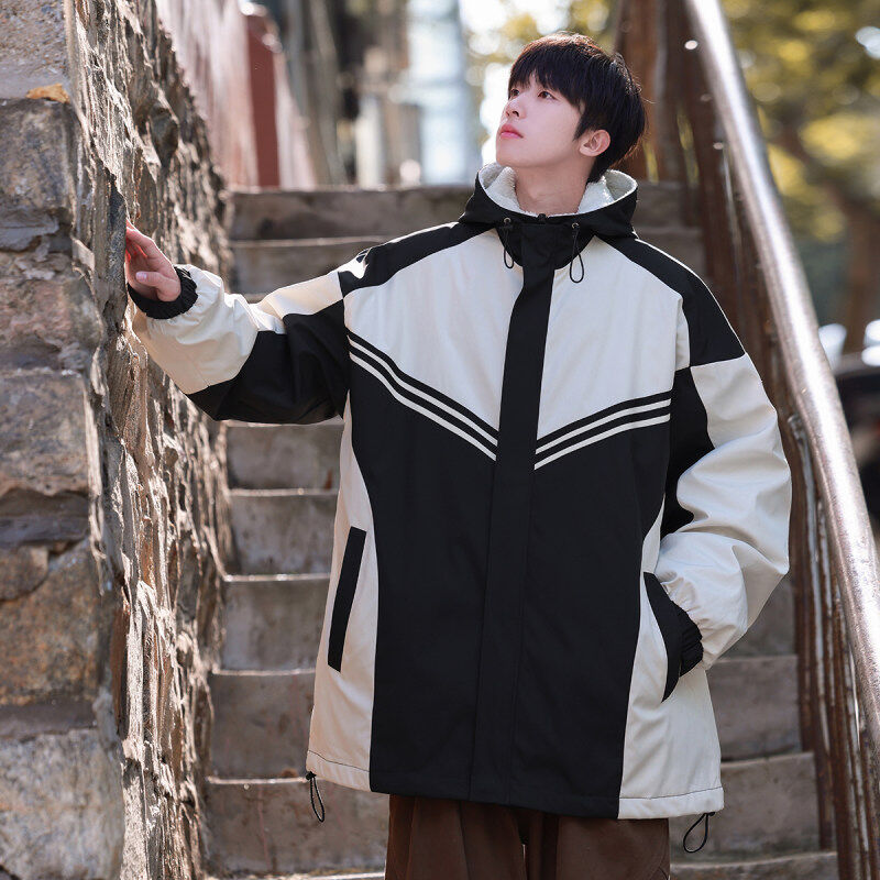 Winter patchwork color jacket style cotton padded jacket