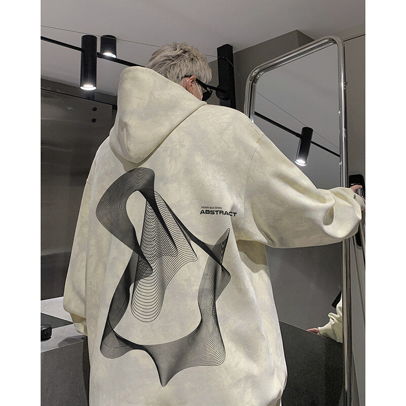 Dirty tie-dye cotton hooded loose design sweatshirt