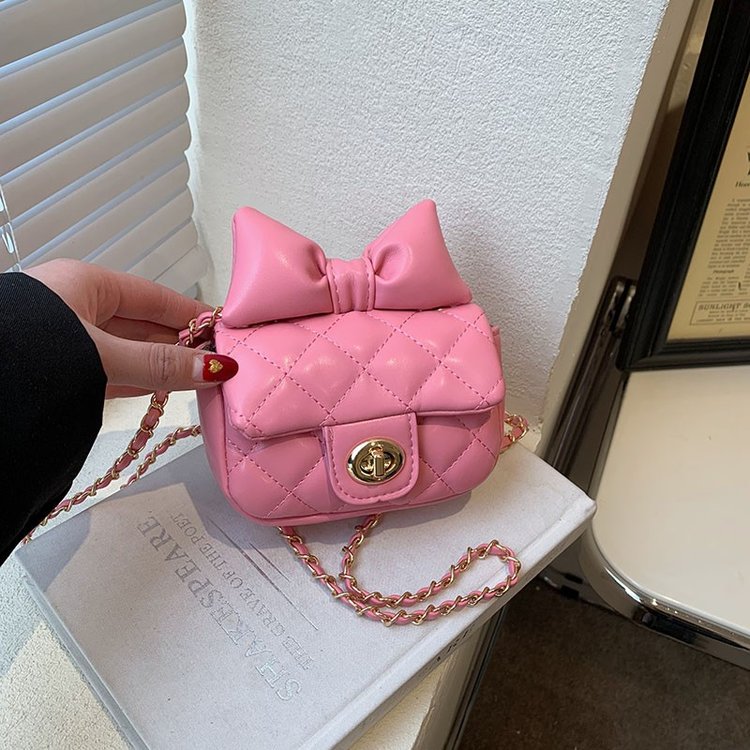 2024 new textured small bag, fashionable and stylish chain crossbody bag, spring and autumn niche bow mini children's bag