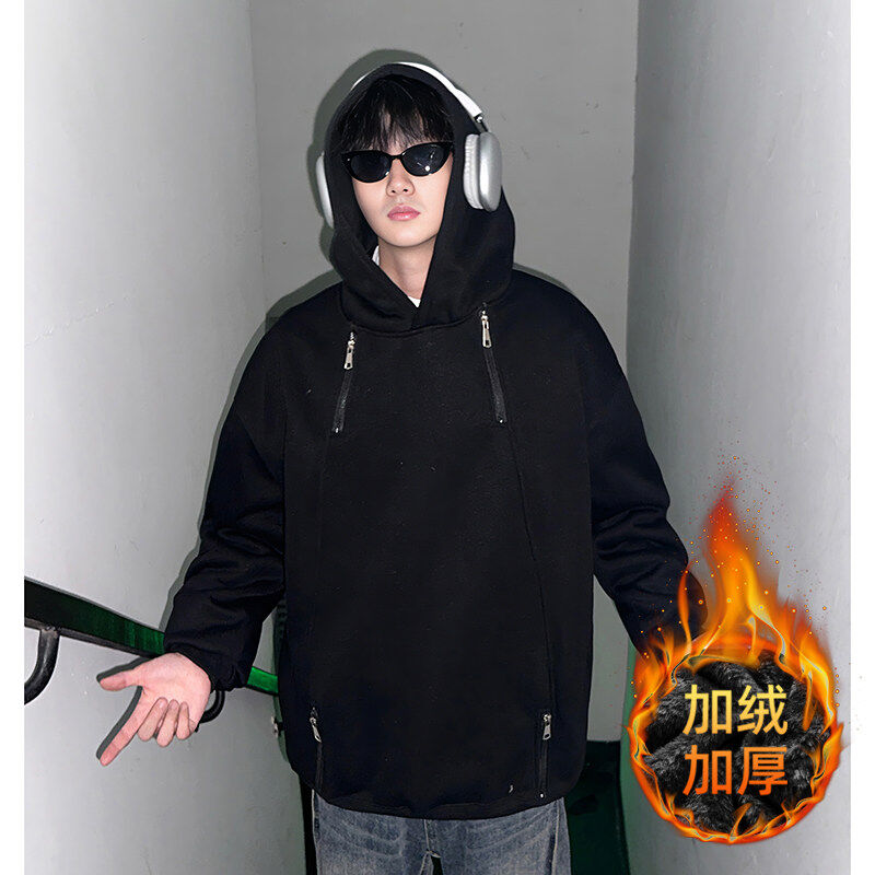 Staircase-Hooded sweatshirt for men, American fashion brand top with multiple zipper design