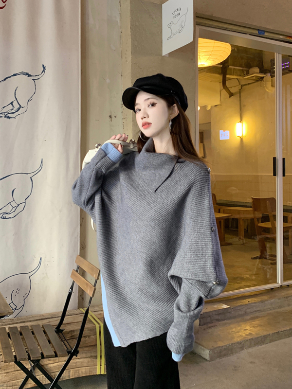 Autumn and winter pullover loose cape style woolen top