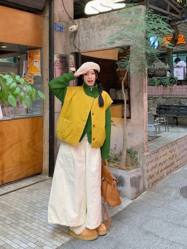 Vest + sweater + pants