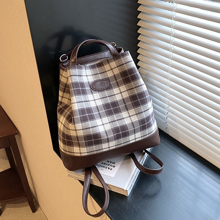 Bags Autumn women's 2024 new canvas bag large capacity high-end plaid tote bag single shoulder double shoulder dual-use bag