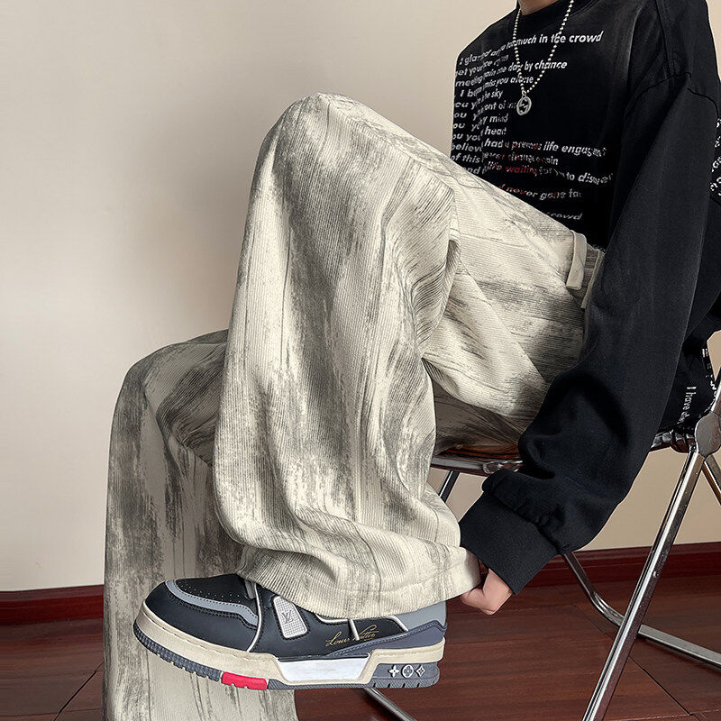 Autumn new American tie-dye pants men's high-end straight-cut casual pants