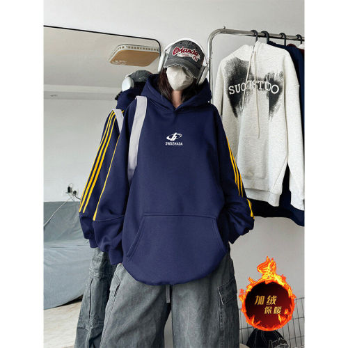 Dewu supply provides video buyer show autumn and winter heavyweight American loose webbing hooded sweatshirt