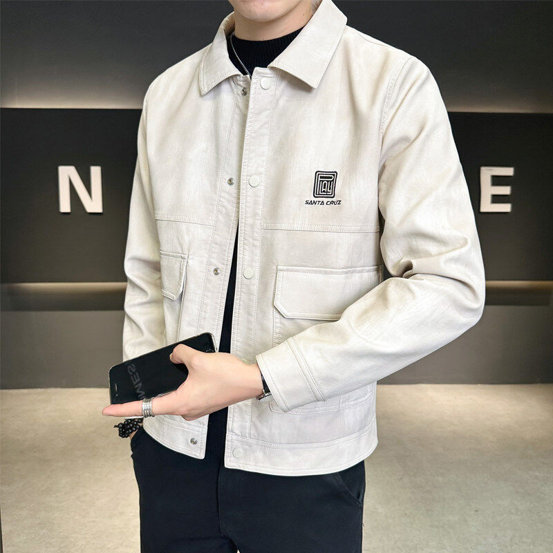 Men's autumn casual leather jacket