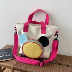 Large-capacity mommy bag, fashionable contrasting color mother and baby bag, trendy and creative cartoon baby bag, shopping bag, crossbody bag for women, trendy