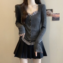 2024 New Plus Size Women's Fashionable and Versatile Slimming Bottoming Shirt Lace Collar Chic Top