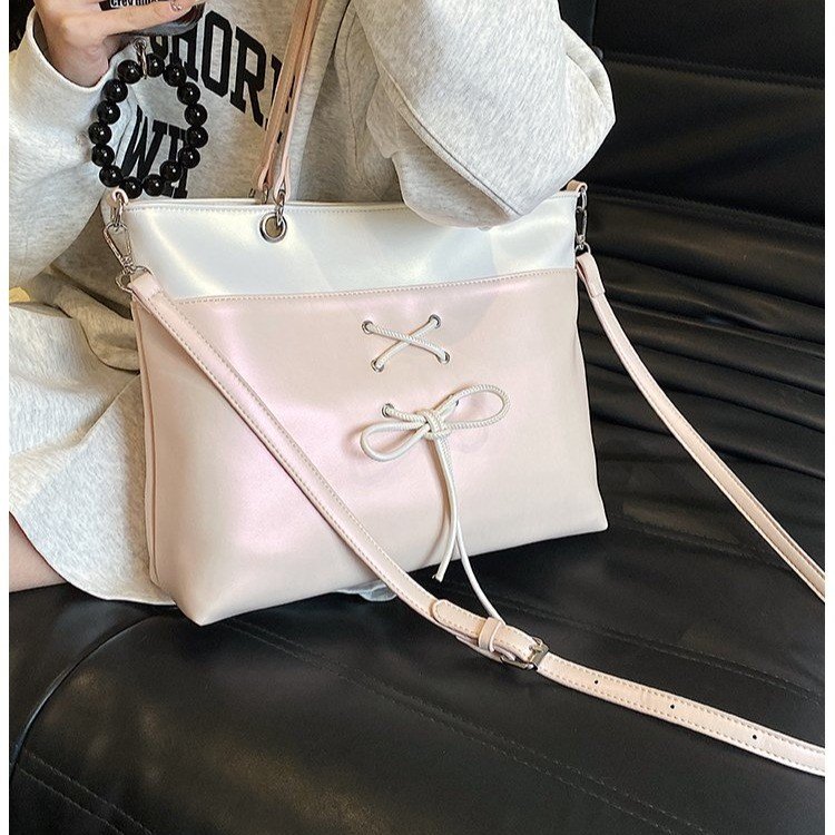 High-end large bag for women, new fashion, contrasting color, temperament shoulder bag, large capacity tote bag, class commuter bag