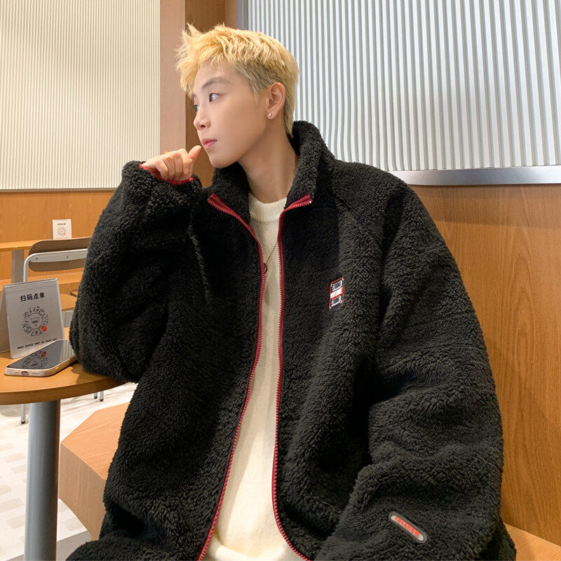 New winter style Hong Kong style outdoor large size lamb wool warm jacket