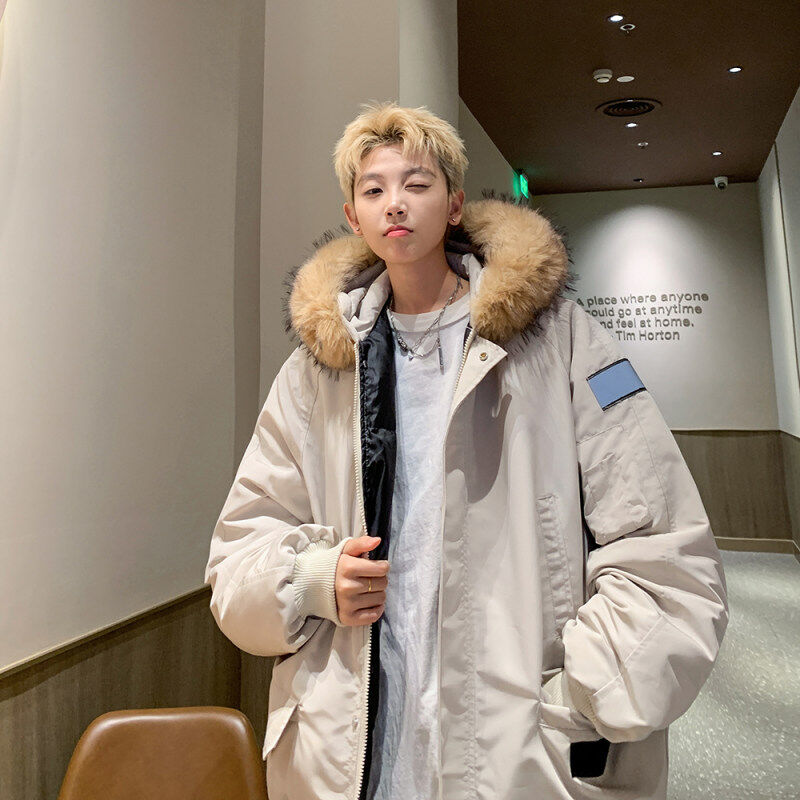 Winter retro cotton-padded jacket, loose large size detachable fur collar cotton-padded jacket