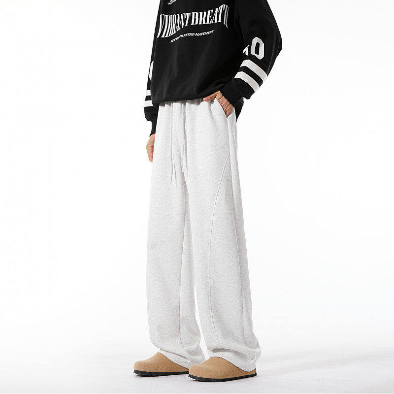 Autumn new heavyweight Chinese cotton topstitch scimitar casual trousers