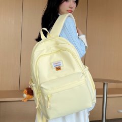 Soft and waxy custard backpack for women, simple and versatile ins large capacity high school student junior high school student backpack