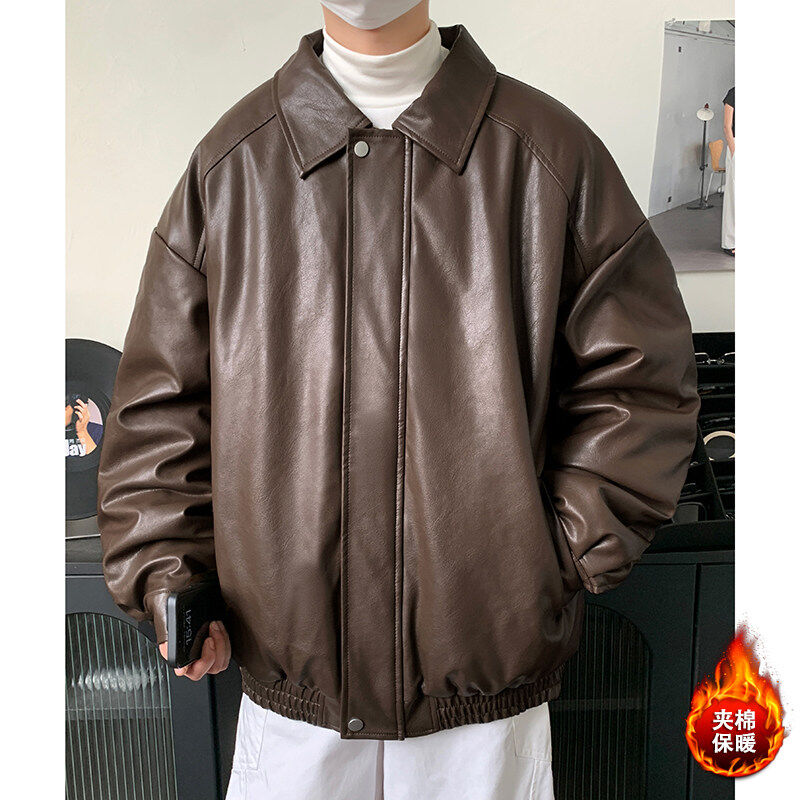 New quilted leather jacket Korean high-end Maillard quilted warm jacket