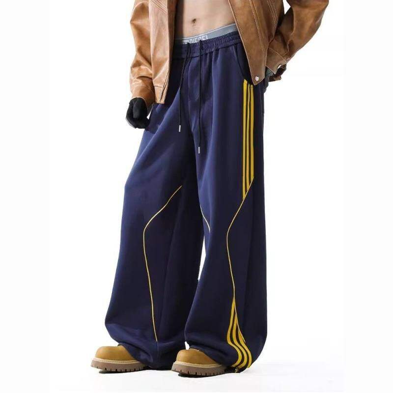 Retro versatile loose drawstring wide-leg casual pants large pocket cargo trousers wide-leg casual pants