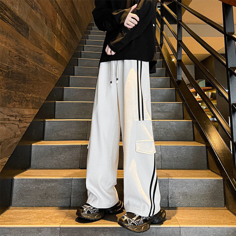 New style knitted fabric straight floor mopping sweatpants sports casual pants for men