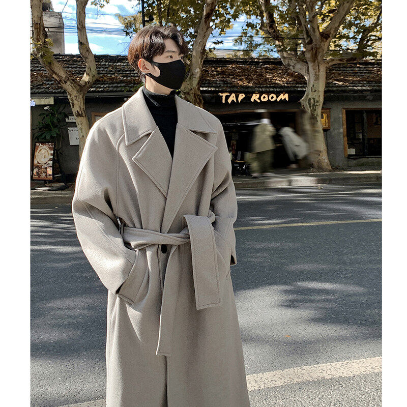 Anti-pilling woolen coat men's mid-length autumn and winter thickened woolen coat