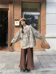 Japanese retro jacket casual loose versatile heavy industry atmosphere jacket top corduroy straight pants
