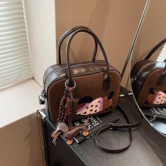 Wholesale autumn frosted portable bowling bag for women 2024 new style simple retro small square bag versatile crossbody bag