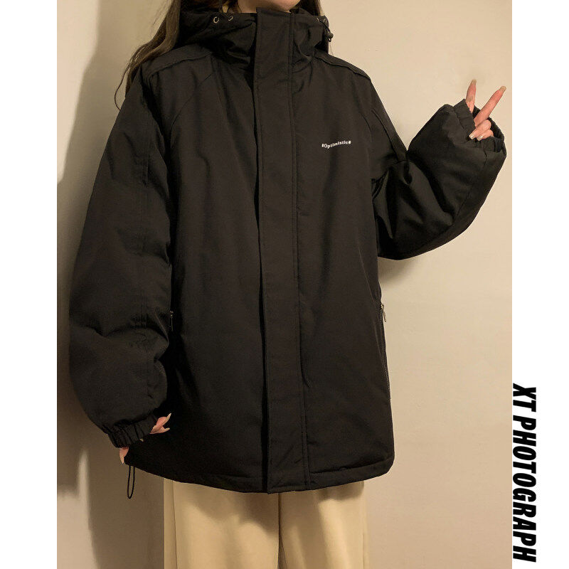 Neutral winter new American high street couple's cotton coat with loose letters and Hong Kong style cotton coat