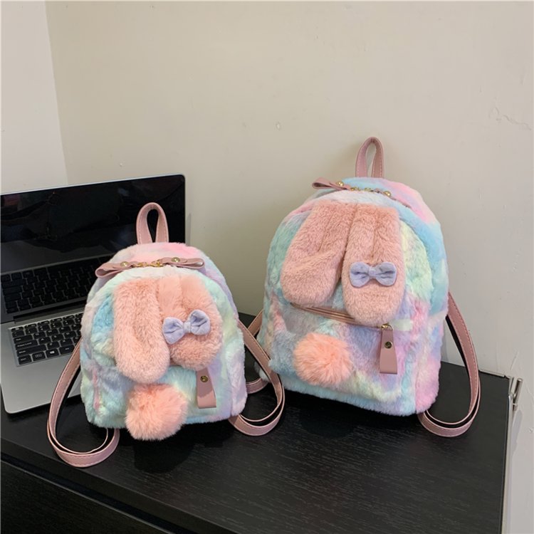 Cute Rabbit Plush Backpack Women's 2024 Winter New Fashion Casual Backpack Western Style Versatile Shoulder Crossbody Bag