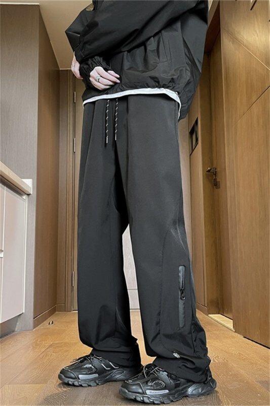 Jacket pants for men, autumn and winter trendy American style slim fit tall and slim straight casual trousers