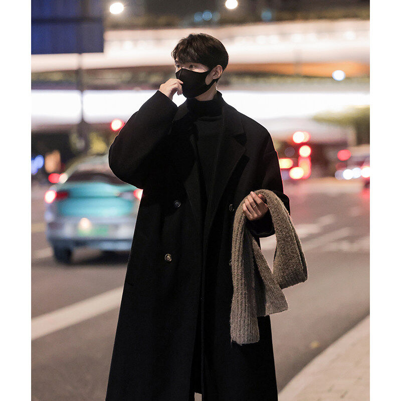 Winter new Korean style over-the-knee long woolen coat, windbreaker jacket, mid-length student coat, trendy