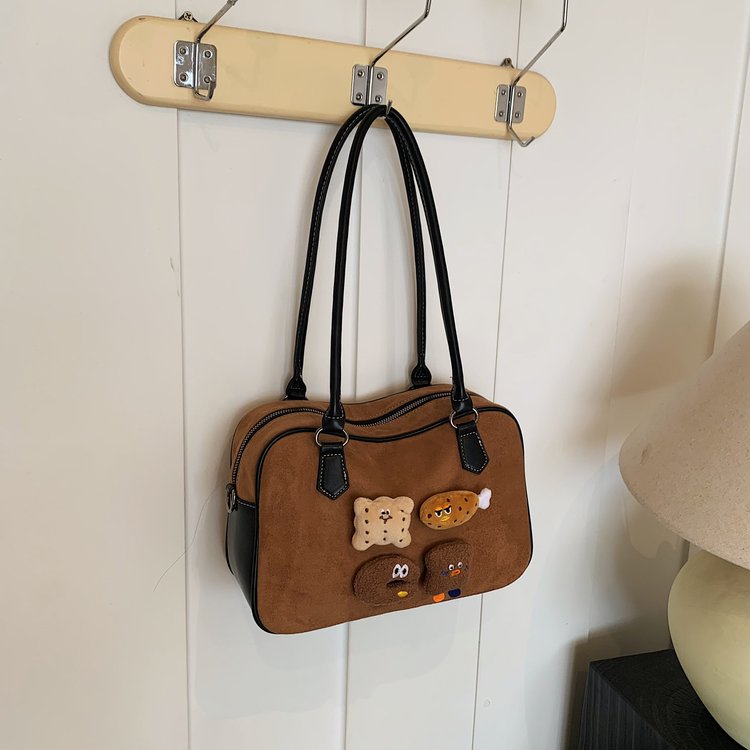 Winter Retro Maillard Underarm Bag Women 2024 New Fashion Cute Handbag Large Capacity Shoulder Bag