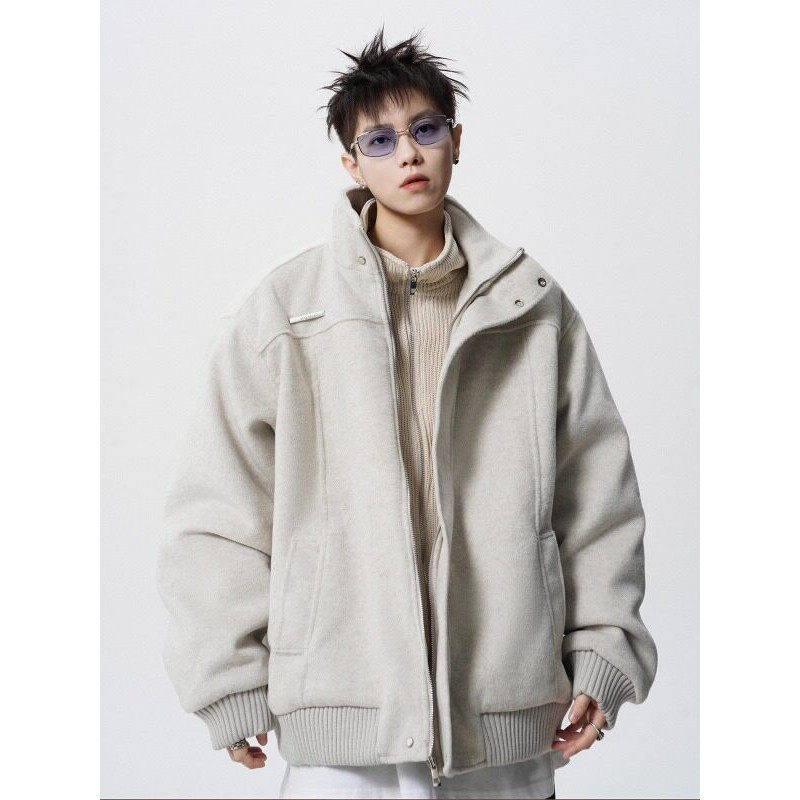 High quality woolen fake two piece jacket thickened warm cotton coat