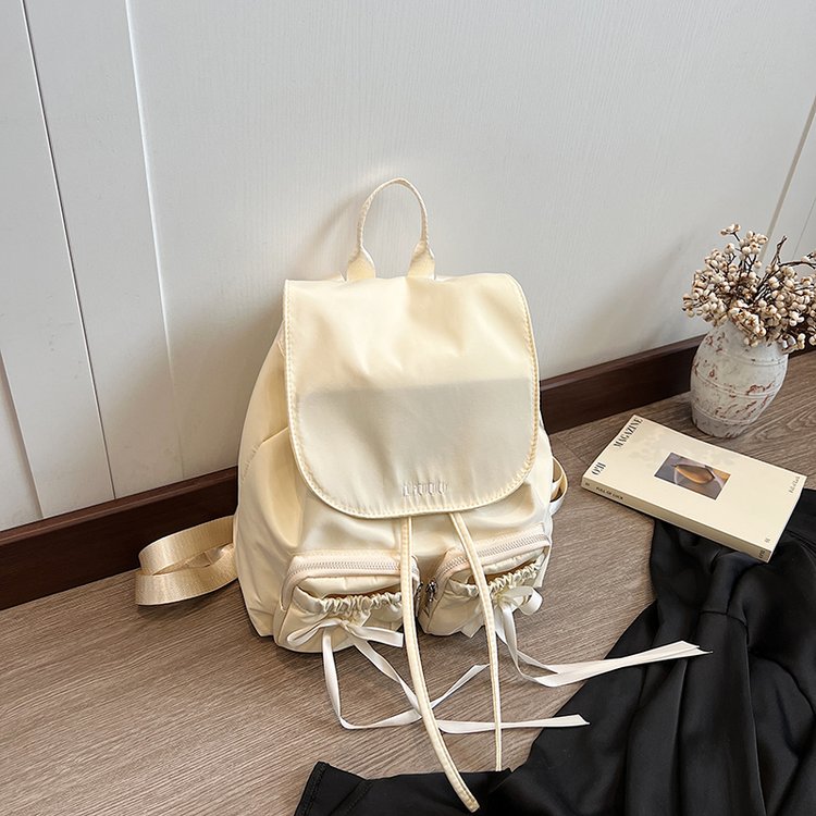 Korean niche design ballet style girl bow large capacity backpack female commuter versatile nylon backpack