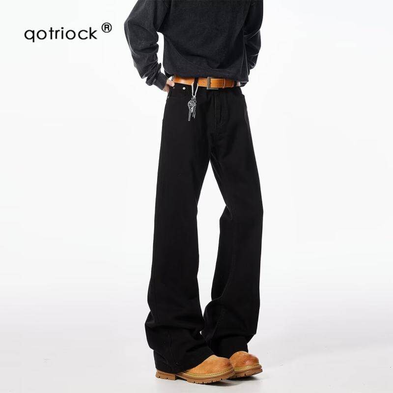 Network picture autumn and winter velvet micro-flared lengthened jeans