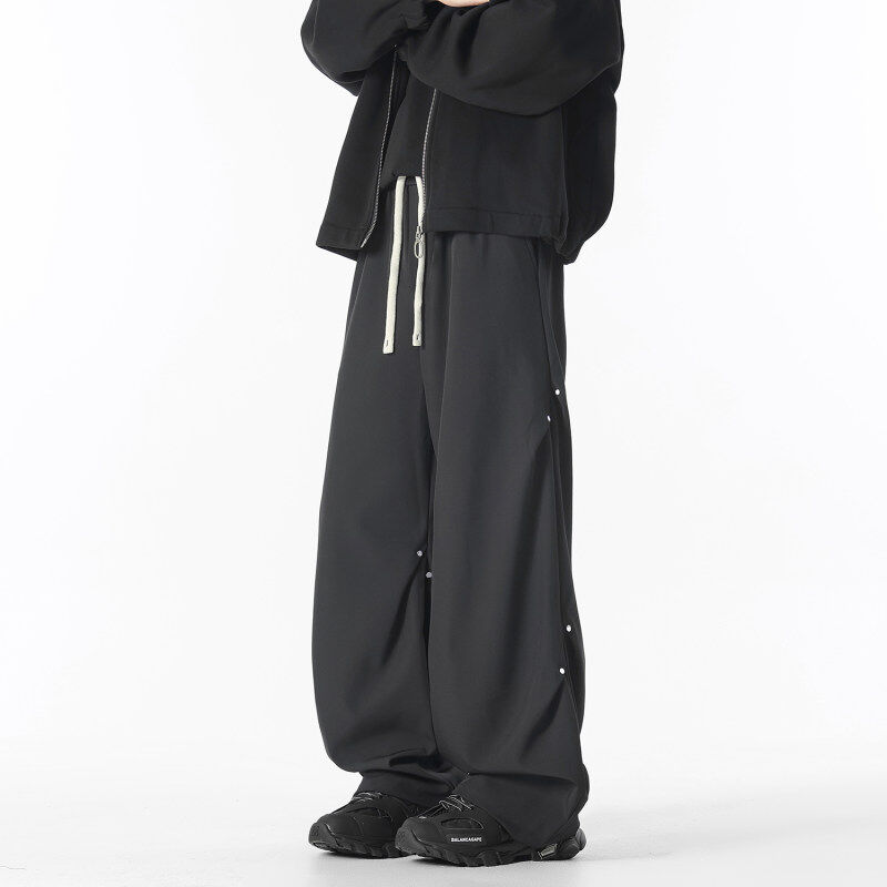 Spring casual pants with rivet design, pleated design trousers, American style jacket pants