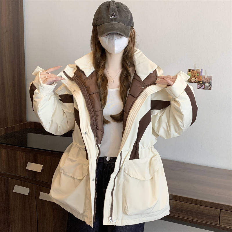 Plus size women's winter new thickened warm down cotton hooded loose jacket cotton coat for women