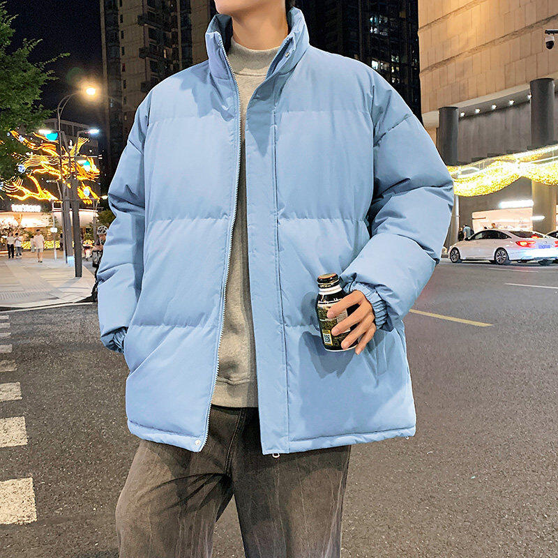 Cotton-padded jacket autumn and winter new cotton-padded jacket solid color stand-up collar bread coat warm and thickened