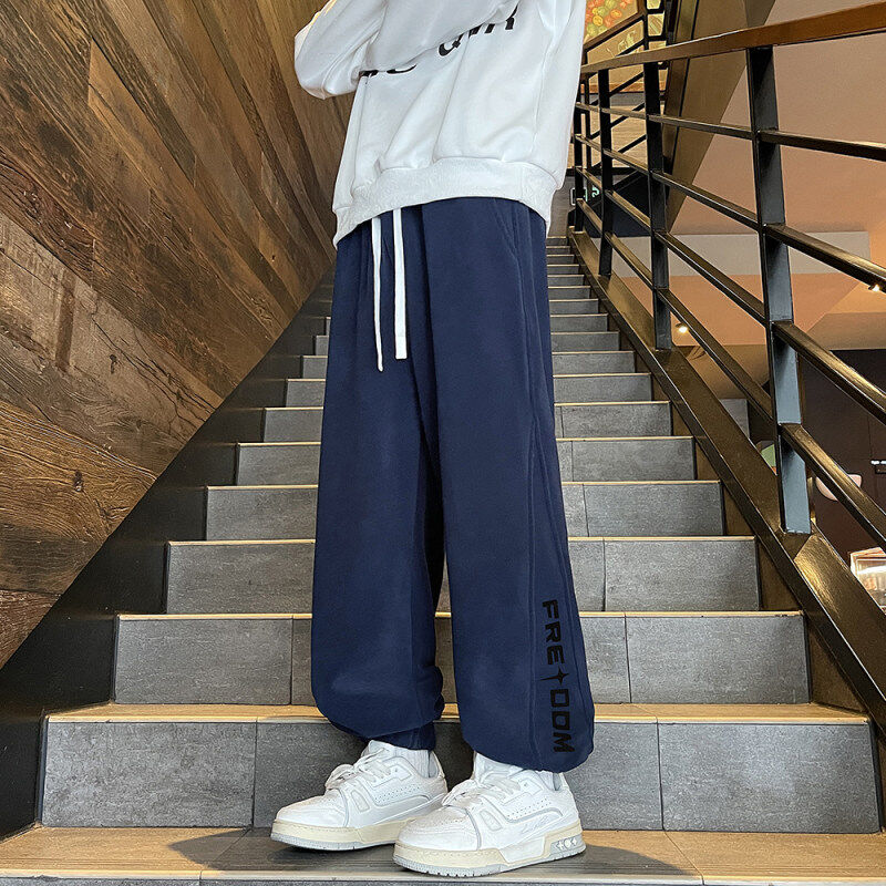 Heavyweight Austrian velvet leggings sweatpants for men, autumn and winter trendy brand loose large size casual trousers with velvet and thickening