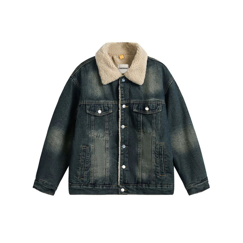 Homemade lambswool denim jacket available on Tmall