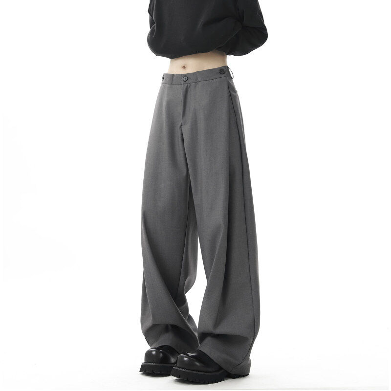 Spring new style American retro pleated loose trousers for men and women