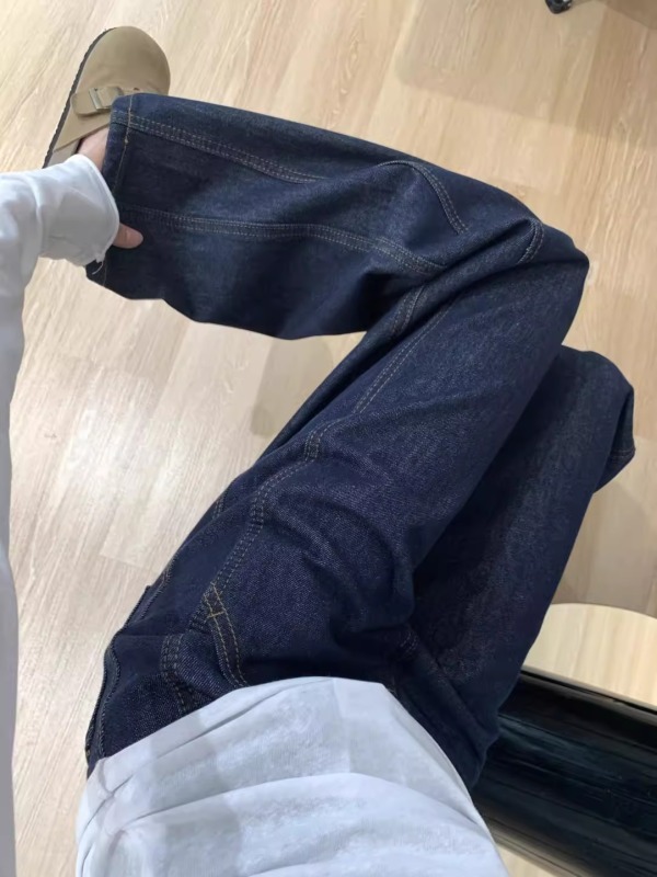 Pants autumn women's slimming wide-leg jeans 2024 new pear-shaped body fat mm small high-waisted straight pants