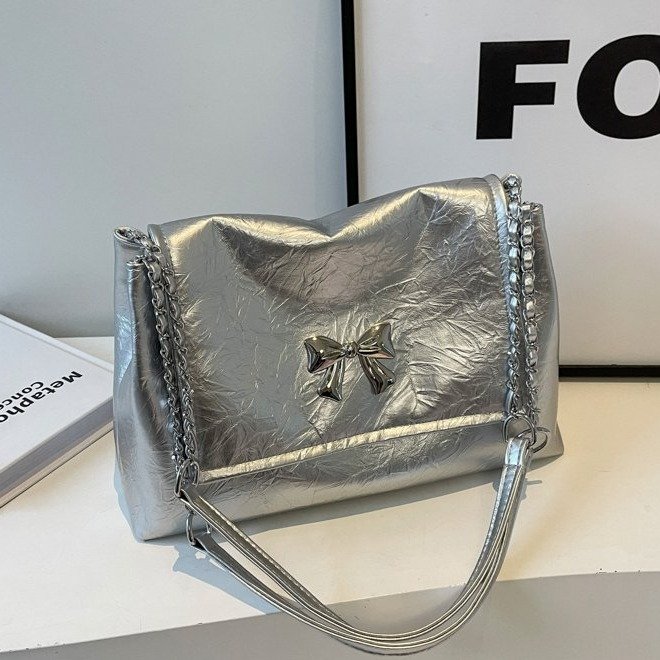 Korean style fashionable and simple large-capacity bag for women 2024 spring and summer new bow armpit bag fashionable shoulder bag