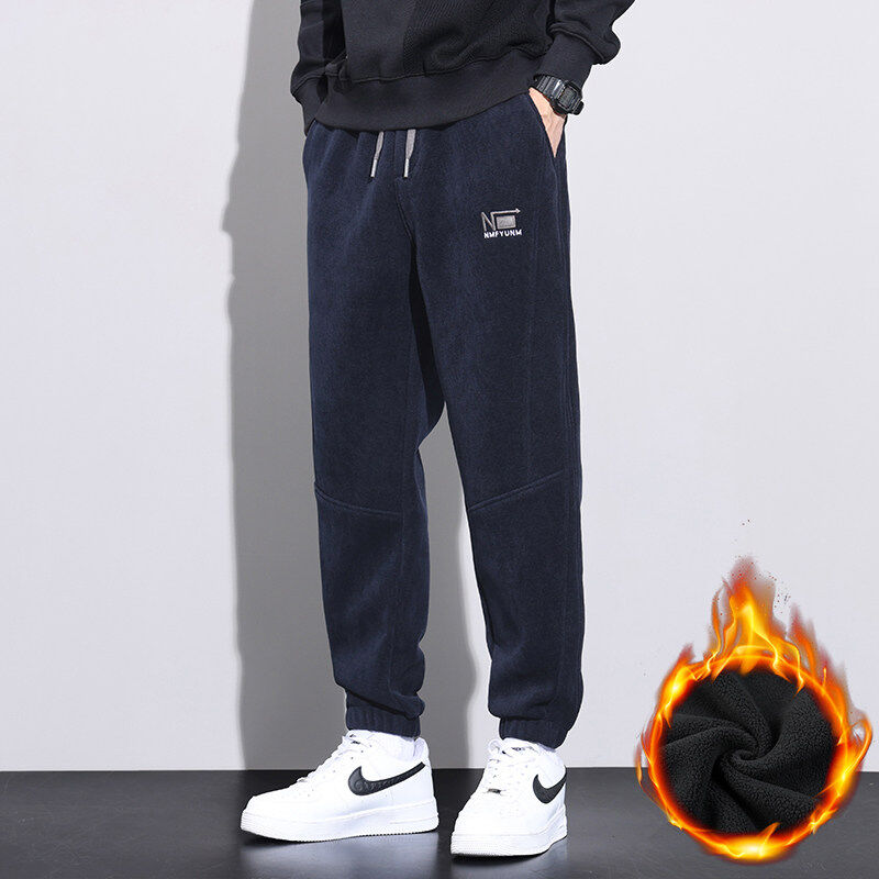 Men's winter loose velvet casual long pants men's corduroy thickened warm sports sweatpants
