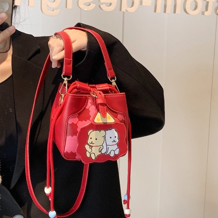 Niche design rhombus bucket bag single shoulder crossbody bag for women