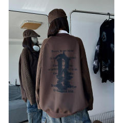 Autumn and winter plus velvet splicing sweaters, large size loose men's and women's knitted sweaters, American tops and jackets, trendy