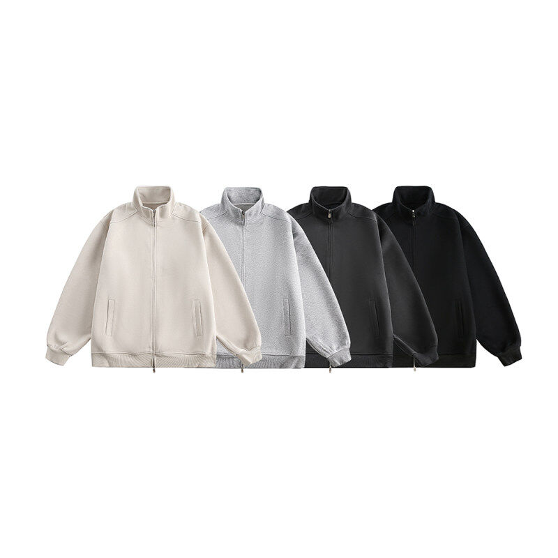 Autumn 400G stand collar solid color cardigan jacket