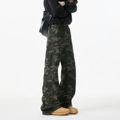 Quality Autumn New American High Street Camouflage Straight Jeans B