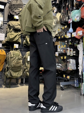 Black Velvet Soft Shell Jacket Pants Men's Autumn and Winter Waterproof and Windproof American Overalls