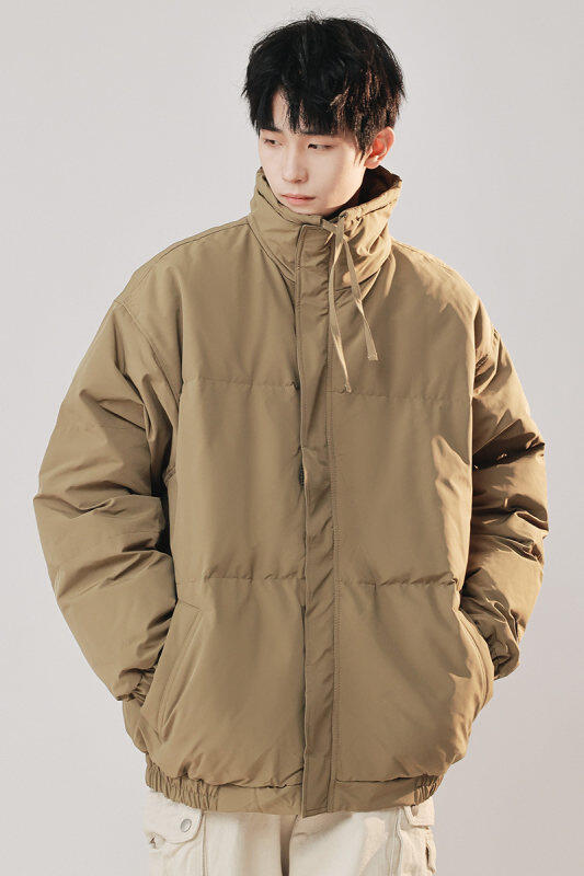 Hong Kong style loose stand collar 80% white duck down jacket couple style down jacket trendy