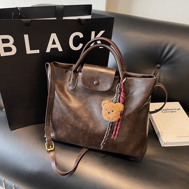 Cross-border retro commuter crossbody bag women's large-capacity bags 2024 winter new portable tote bag shoulder bag