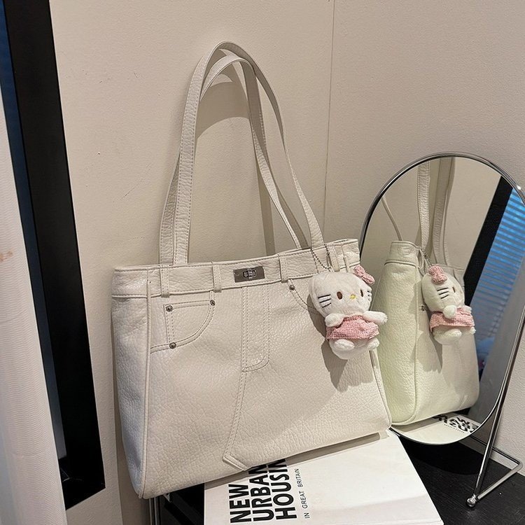 Cross-border Korean version large bag women's large capacity armpit bag 2024 new retro commuter tote bag simple shoulder bag