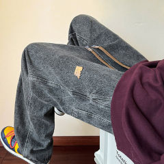 Heavy new label high street drape jeans fashionable casual straight pants